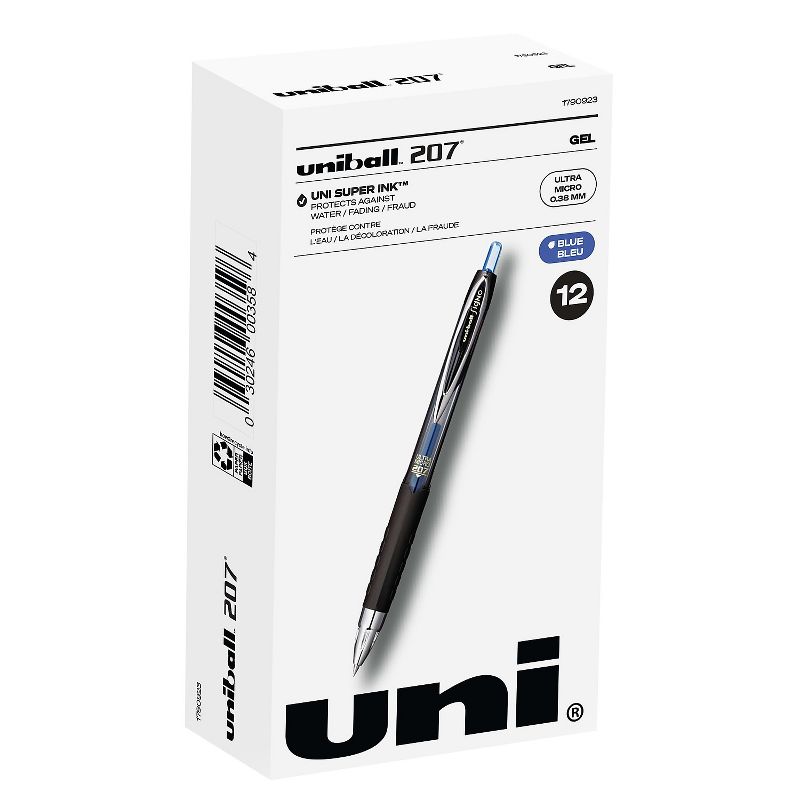 uni-ball 207 Retractable Gel Pens Ultra Micro Point Blue Ink 1027468, 1 of 10