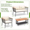 Costway 4 PCS Patio Furniture Set with 2-Tier Coffee Table Acacia Wood Armrests Tabletop - 3 of 4
