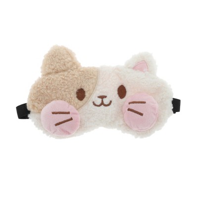 Unique Bargains Portable Cat Adjustable Eye Mask White Brown 1 Pc