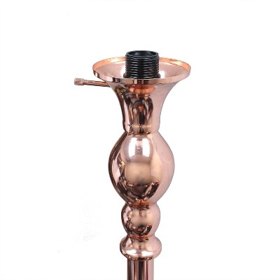 Elegant Rose Gold Torchiere Floor Lamp with Marbleized White Glass