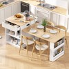 Okak Fluted Kitchen Island with Extendable Table, Countertop Organizer with Power Outlet and Double-Side Storage, Kitchen Cart for Dining Room - 2 of 4