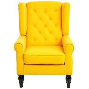 Wingback Accent Chair for Living Room, Button-Tufted Lounge Chair with Round Armrests and Wood Legs - 1 of 4