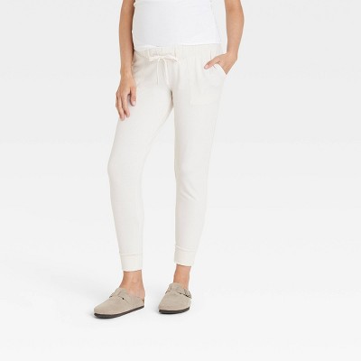 Image of Knit Maternity Joggers - Isabel Maternity by Ingrid & Isabel™ Cream M: Recycled Polyester, Rayon, Spandex, Ankle Length