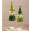 Saint Patricks 9.5 Inch Green Tri Color Bottle Brush Trees St Patrick's Day Spring Figurines - 3 of 3