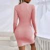 Womens Dress Square Neck Button Detail Bodycon Ribbed Knit Sweater Dress - 2 of 4
