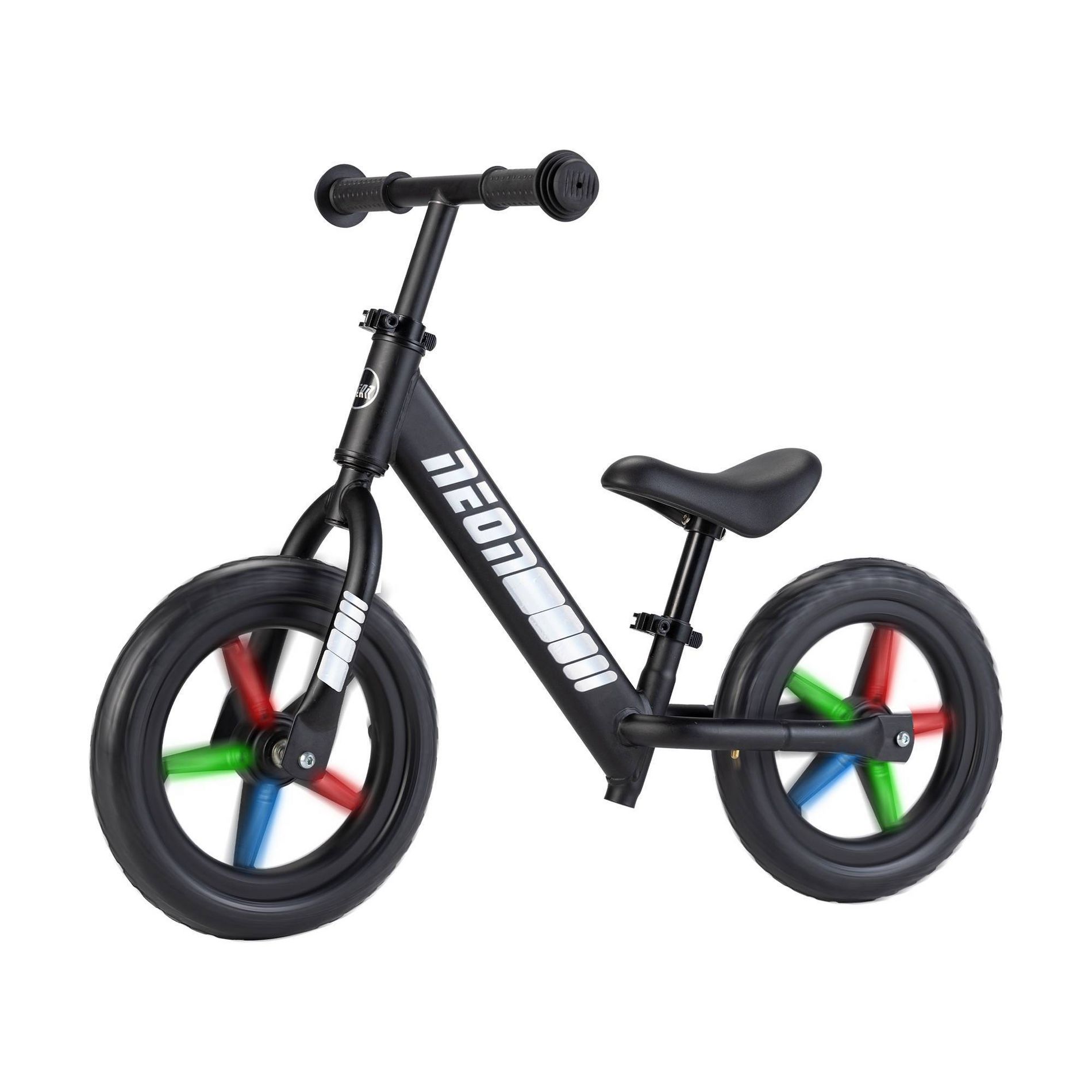 Yvolution 12" Neon Kids' Balance Bike - Black LED Wheels