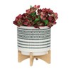 Syemin Planters Ceramic Planter on Stand with Dots, Decorative Plant Pots for Living Room, Garden, Balcony, Home Decor, Blue15"*15"*17" - 3 of 4