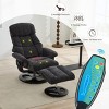 Manual Swivel Recliner Chair with Ottoman, Chenille Lounge Chair with 5-Point Massage, Seat Heating, Remote Control for Living Room - Koiai - 3 of 4