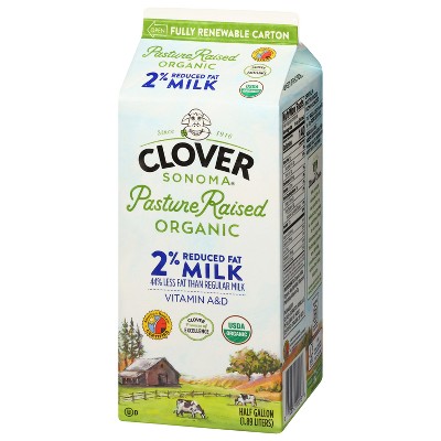 Clover Sonoma Fresh Organic Pastured Raised 2% Milk - 0.5gal