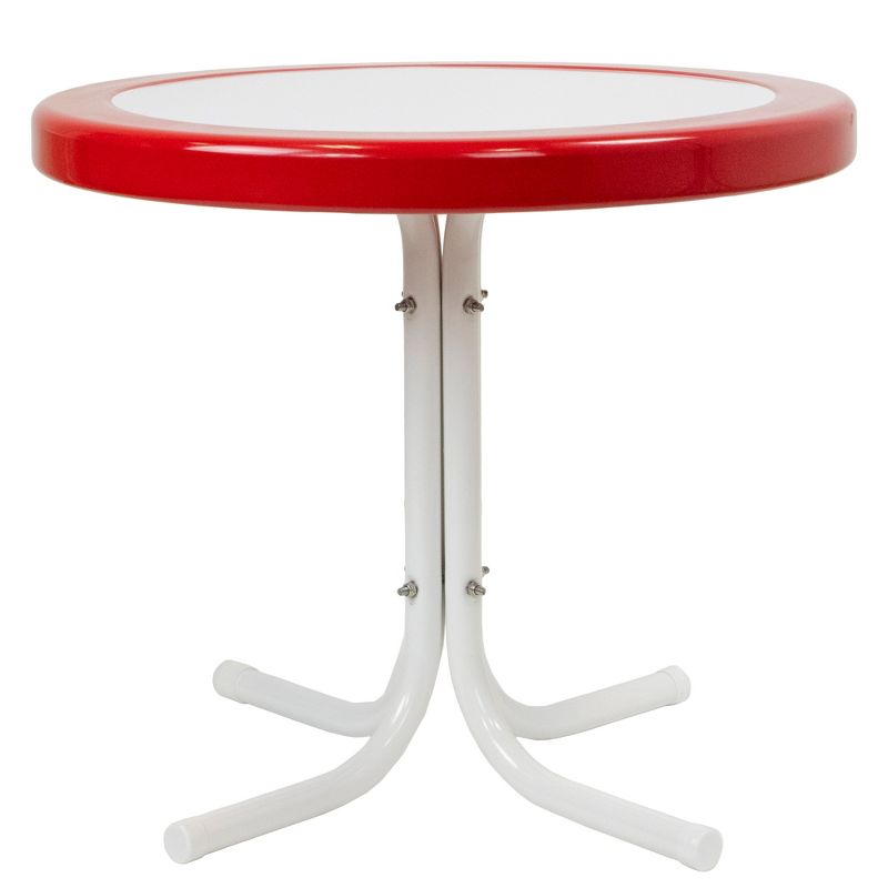 Northlight 22" Outdoor Retro Tulip Side Table, Red and White, 4 of 5