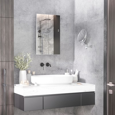 White Recessed Medicine Cabinet with Mirror and Storage Shelves