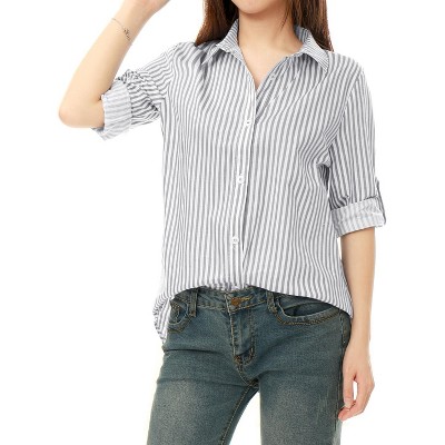 Allegra K Women's Sheer Mesh Long Sleeve Button Down Shirts : Target