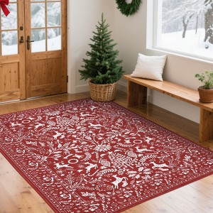 COZONY Christmas Hallway Runner Rug, Non-Slip Holiday Carpet Runner, Non-Shedding Machine Washable Thin Christmas Kitchen Rug for Laundry & Bedroom - 1 of 4