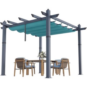 Aluminum Pergola with Adjustable Canopy, Rust-Proof Metal Gazebo, All-Weather & UV-Resistant Outdoor Shelter - 1 of 4