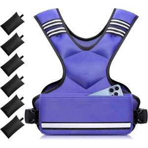 Attop Adjustable Weight Vest 4-32lb Purple Unisex with 6 Weights for Home Workout Running Strength Training - 1 of 4