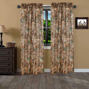 Realtree Edge Camouflage Rod Pocket Window Curtains - Camo Drapes in Forest and Rustic Theme, Perfect for Bedroom, Farmhouse, Cabin, and Kitchen