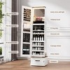 GlasFlength Full Length Mirrors Jewelry Mirror Cabinet Standing with Hidden Wheels 3 Storage Shelves for Room, White, 15.74"*14.56"*58.74" - 4 of 4