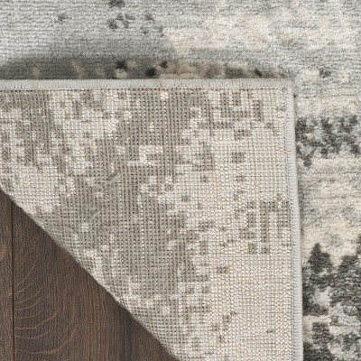 Ivory Grey Abstract Synthetic Runner Rug 2'2" x 7'6"