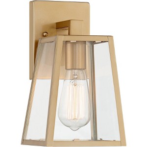John Timberland Arrington 10 3/4" High Farmhouse Rustic Outdoor Wall Light Fixture Mount Porch House Edison Bulb Soft Gold Finish Metal Glass Shade - 1 of 4