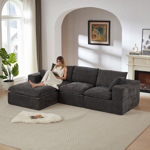 108'' Chenille Cloud Modular Sectional Sofas with High-Density Sponge Seat and Freely Combinable Design - 1 of 4