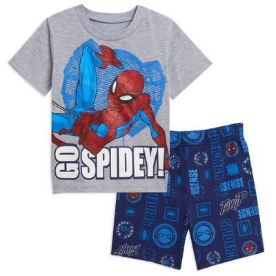 Marvel Avengers Spiderman Toddler Boys T-shirt And French Terry Shorts ...