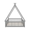 MAYEERTY Twin Tent-shaped Floor Bed with Safety Guardrails Gray - 4 of 4