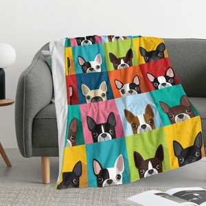 Lomsoe Merry Christmas Dog Flannel Throw Blanket - Colorful Printed, Soft Plush for Bedroom, Couch, Sofa. - 1 of 4