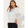 INSPIRE CHIC Women's Satin Peter Pan Collar Office Elegant Work Blouse - 3 of 4