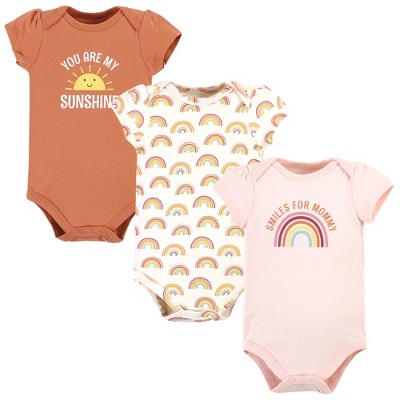 Hudson Baby Infant Girl Cotton Bodysuits, Sunshine Rainbows, Newborn