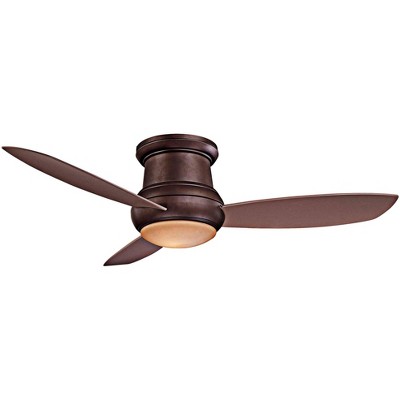 52" Minka Aire Vintage Hugger Outdoor Ceiling Fan with LED Light Oil Rubbed Bronze Taupe Pietra Glass Wet Rated for Patio Porch