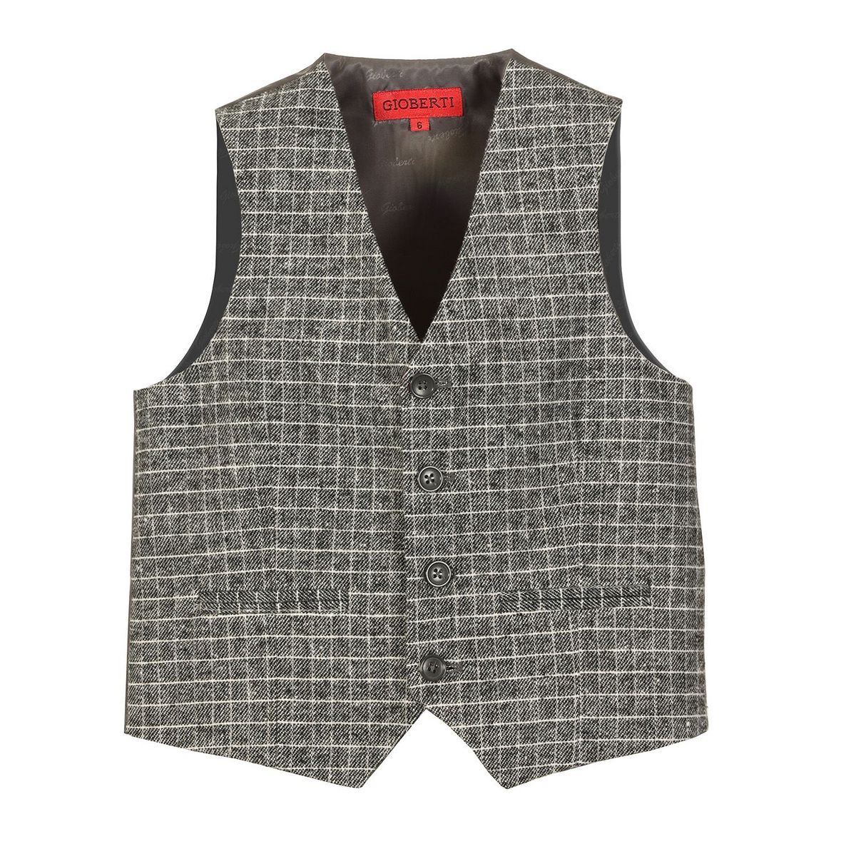 Gioberti Boy's Tweed Plaid Formal Suit Vest