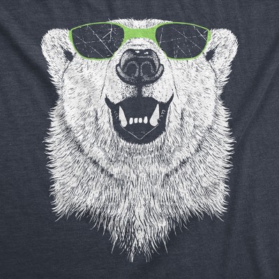 Mens Polar Bear Wearing Sunglasses Tshirt Funny Zoo Animal Graphic Tee - Crazy Dog Men's T Shirt Navy M
