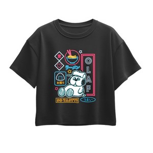 Girls' - Peanuts - Neon Olaf Short Sleeve Boxy Graphic T-Shirt - 1 of 4