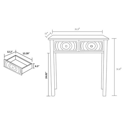 Lambert Classic White Firwood 2-Drawer Console Table