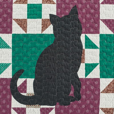 Charming Cat Silhouette Patchwork Polyester Pillow Sham