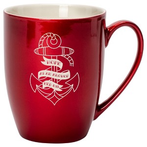 100 North Nautical 10 Ounce Cardinal Red Metallic Finish, Comfortably Fits Your Hands, New Bone China Coffee Tea Cup Mug, Hope As An Anchor - 1 of 1