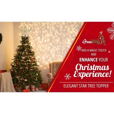 Silver Glitter Swirl Metal Star Tree Topper