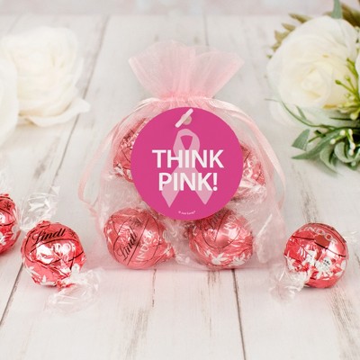 12 Pcs Breast Cancer Awareness Candy Favors Giveaways with Lindt Truffles  by Just Candy