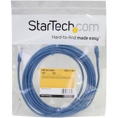 StarTech.com 25 ft Blue Molded Cat5e UTP Patch Cable - Category 5e - 25 ft - 1 x RJ-45 Male Network - 1 x RJ-45 Male Network - Blue