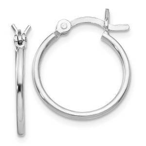 Black Bow Jewelry 1.25mm Polished Sterling Silver Round Hoop Earrings, 15mm (9/16 in) - 1 of 4