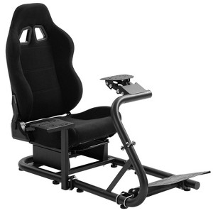 Dardoo Racing Simulator Cockpit Large Circular Tube Series Single Arm Is Made Of Alloy Steel And Equipped With Ergonomic Black Seats Fit Logitech. - 1 of 4