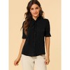 Allegra K Women's Work Office Button Down Puff Sleeve Tie Neck Top Shirt - image 3 of 4