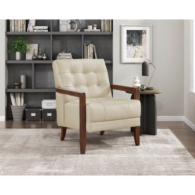 NicBex Leather  Accent Chair,Modern Arm Chairs with Solid Wood Arms and Legs for Bedroom,Reading Room