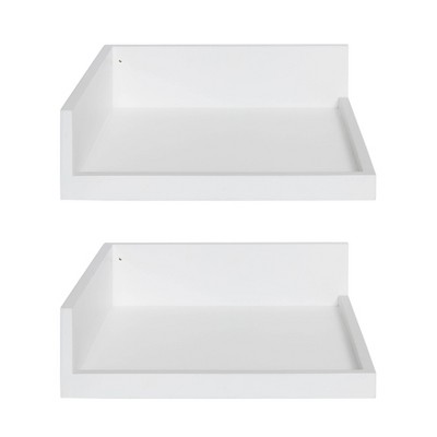 White Wood Floating Corner Wall Shelf Set