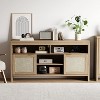 Modern Rattan TV Console 58 Inch Media Cabinet with 4 Open Drawers, 2 Doors, Adjustable Shelves, Storage Cabinet for TV up to 65 Inches - 2 of 4