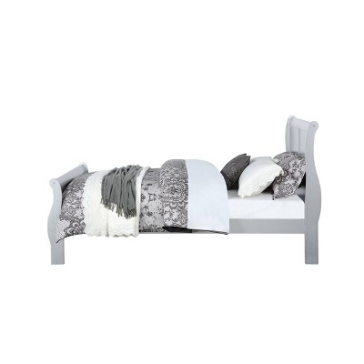 Platinum Full Wood Frame Sleigh Bed with Drawers