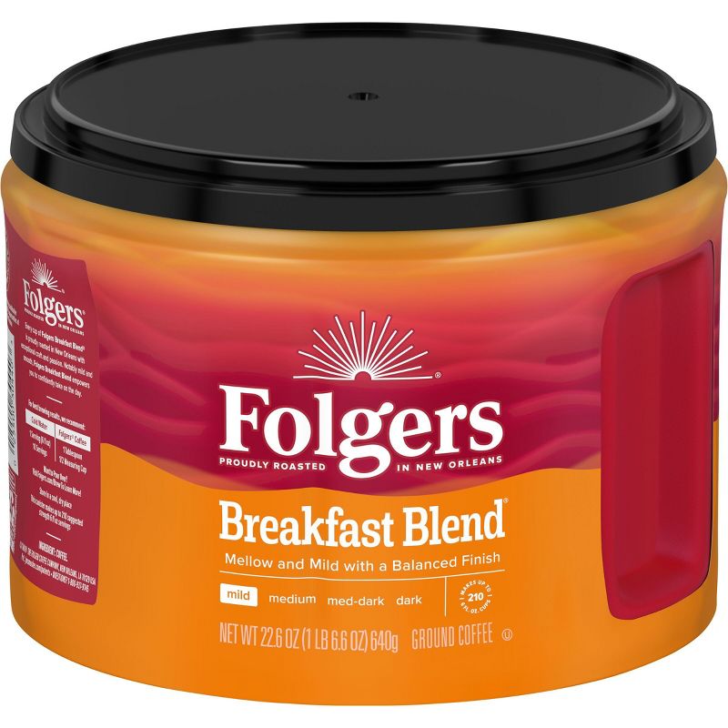 Folgers Breakfast Blend Light Roast Coffee 22.6oz, 1 of 10