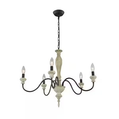 5-Light Black and White Chandelier