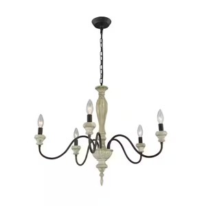 5-Light Black and White Chandelier - 1 of 4