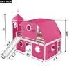 Low Loft Bed Twin Size with Slide and Storage Stairs, Wood Plyhouse Loft Bed with Tent & Tower for Boys & Girls - 2 of 4